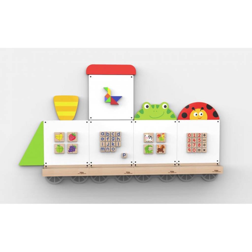drewniana tablica edukacyjna lokomotywa viga toys wondertoy